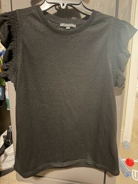 Adrianna Papell Smocked Ruffle Sleeve Knit Top